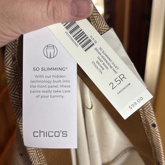 NWT Chico’s So Slimming Juliet Straight Leg Brown Herringbone Pant Size 14 (2.5) - Picture 9 of 9